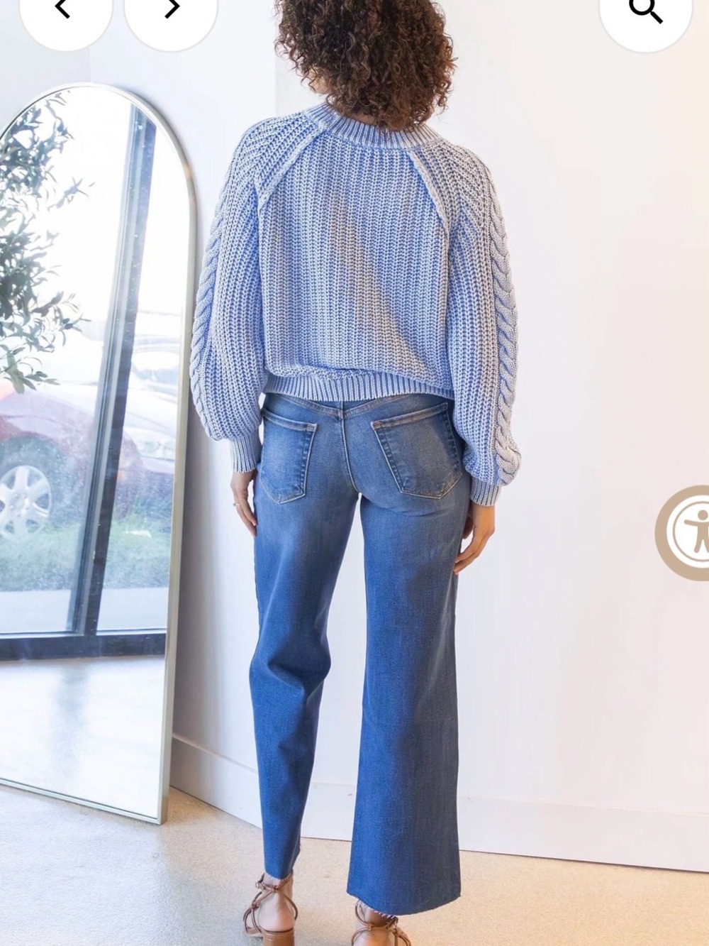 Free People Frankie Cable Sweater in Della Robbia Blue Lavender